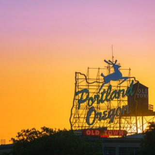 Portland Oregon Sign Sunset
