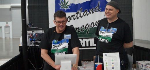 Treasurer Randy Quast and Director Russ Belville in new Portland NORML T-Shirts